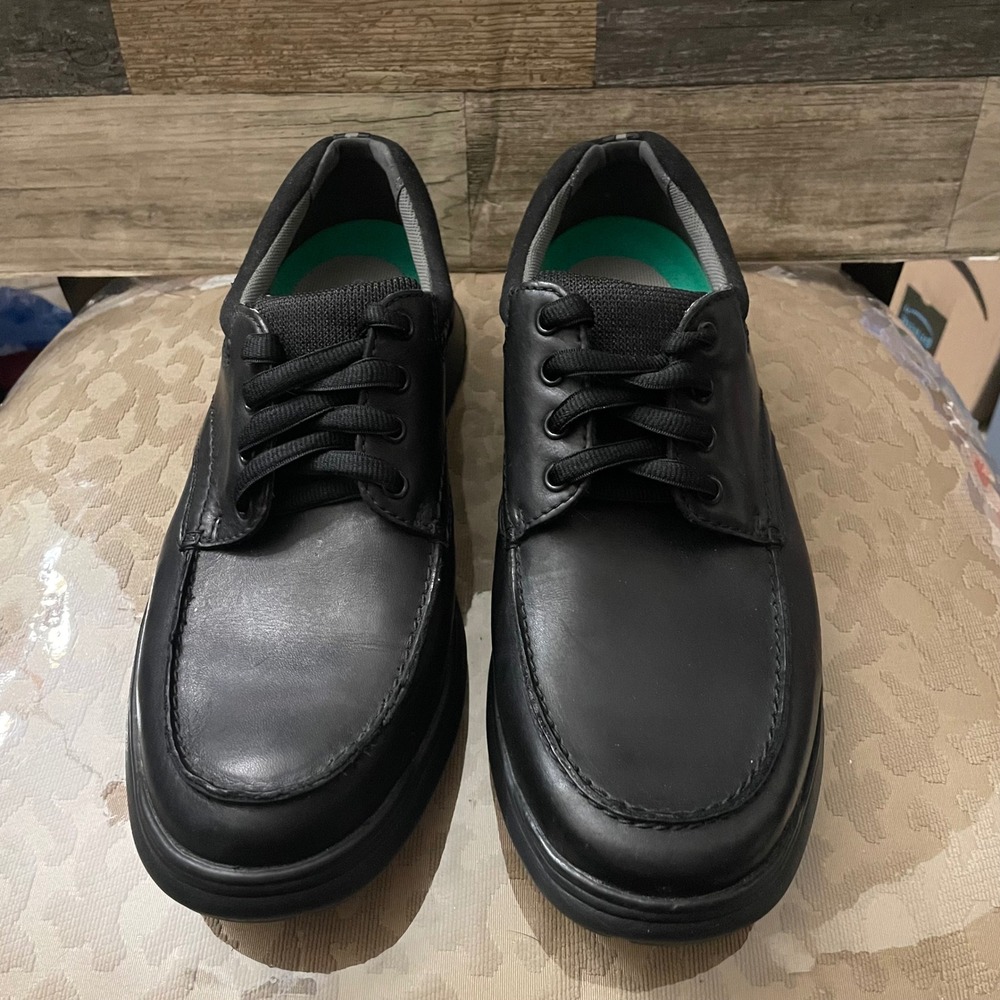 Clarks Collection Mens Tilden Walk Black Leather Oxford Shoes Size 11 Wide W